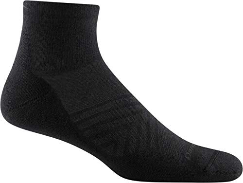 Darn Tough Mens 1055 Run Coolmax 1/4 Crew Ultra-Lightweight with Cushion Merino Wool Socks