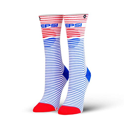 Odd Sox Womens Crew Novelty Socks, Pepsi Stripes, One Size