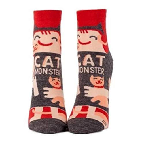 Blue Q Womens SW618 Cotton Ankle Fashion Socks, Cat Monster, One Size