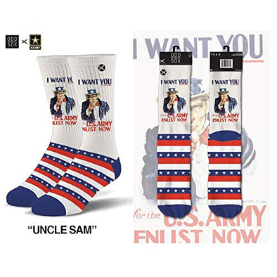 Odd Sox Unisex Crew Novelty Socks, Uncle Sam, One Size