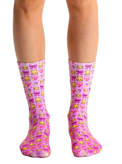 Living Royal Unisex Crew Fashion Socks, Girly Emoji, One Size