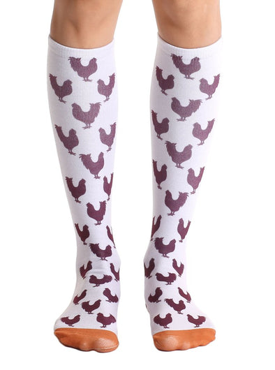 Living Royal Unisex Knee High Fashion Socks, Chicken, One Size