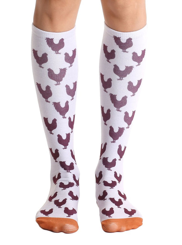 Living Royal Unisex Knee High Fashion Socks, Chicken, One Size