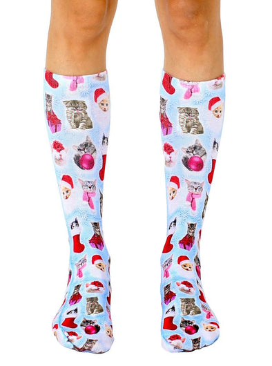 Living Royal Unisex Crew Fashion Socks, Christmas Kitties, One Size