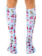 Living Royal Unisex Knee High Fashion Socks, Christmas Kitties, One Size
