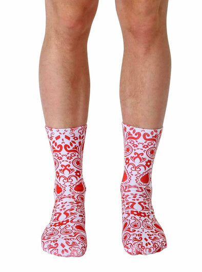 Living Royal Unisex Crew Fashion Socks, Red Bandana, One Size