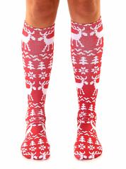 Living Royal Unisex Knee High Fashion Socks, Ugly Sweater Moose, One Size