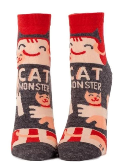 Blue Q Womens SW618 Cotton Ankle Fashion Socks, Cat Monster, One Size